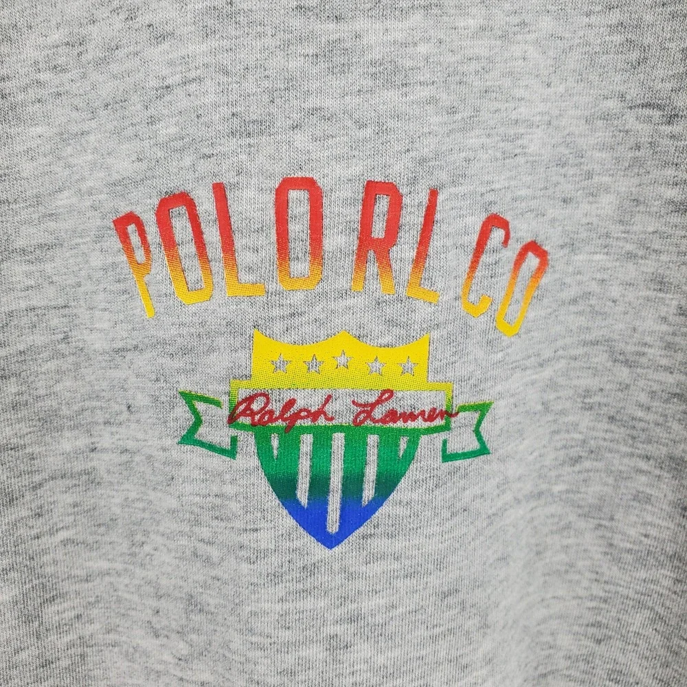 Polo Ralph Lauren Mens Grey Rainbow Crest Graphic Logo T-Shirt‎ 1XT Tall